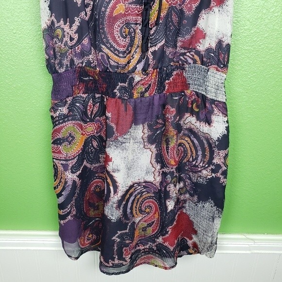Free People Boho Purple Paisley Mini Dress Size XS - Picture 6 of 12